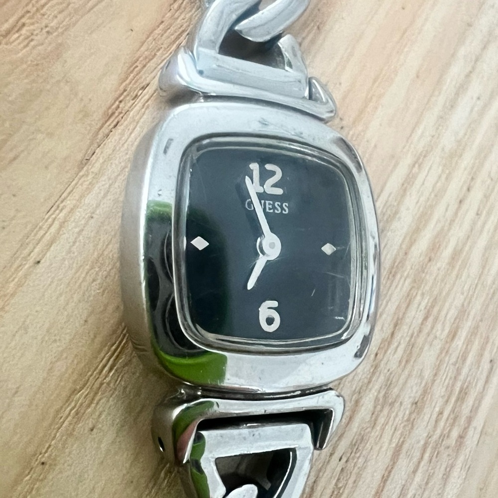 Guess Ladies Rectangular Black Dial Silver Tone B… - image 3